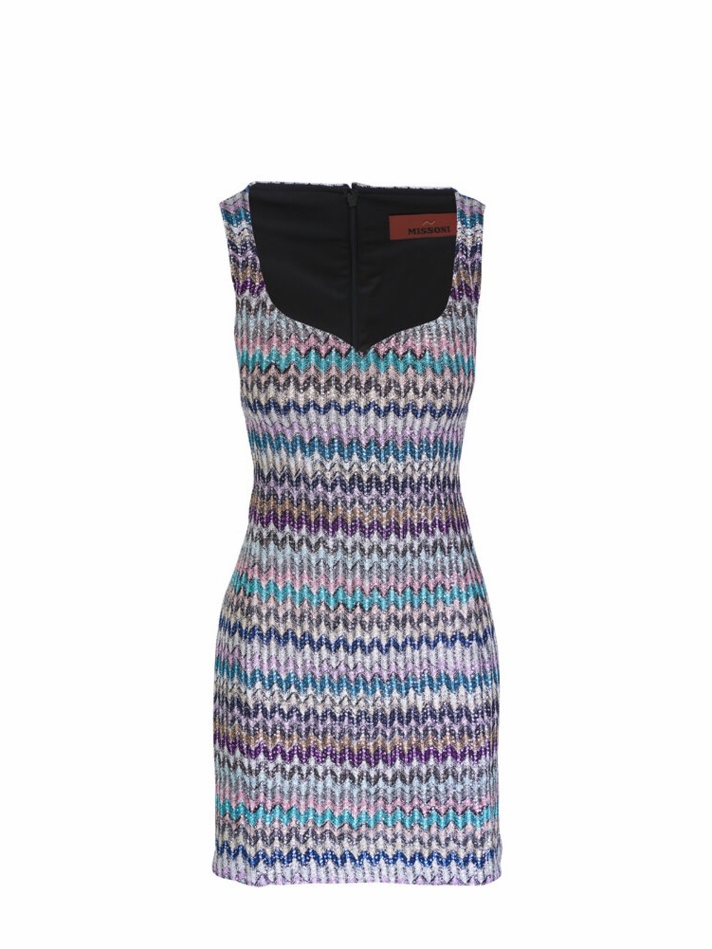 Missoni Multicolor Zigzag Knit Mini Dress with Teal & Pink Stripes - Picture 3 of 5